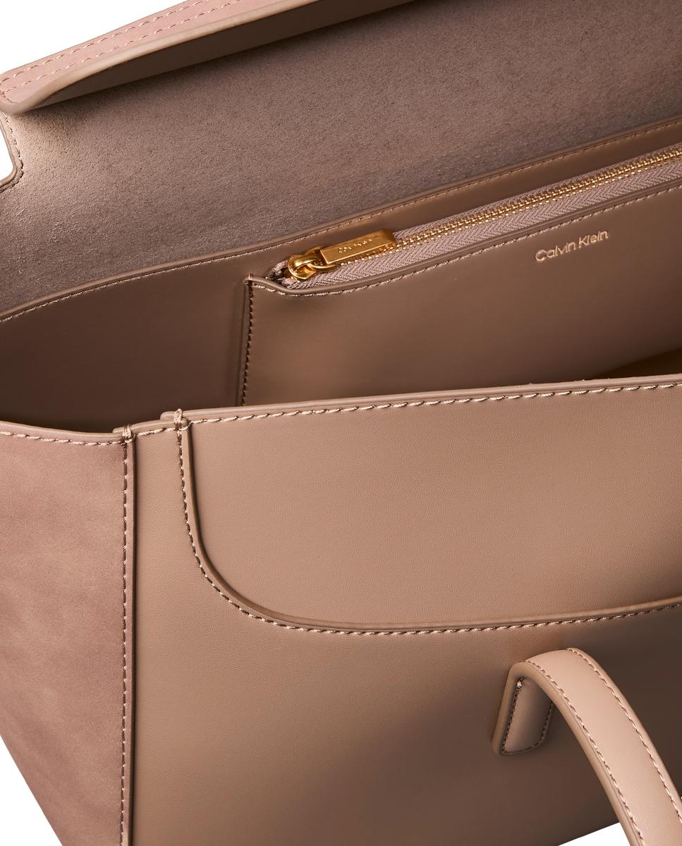 Mala Tipo Tote com Detalhe Dourado Castanho-3