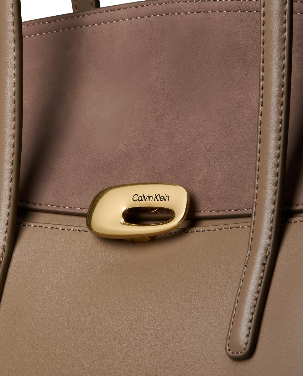 Mala Tipo Tote com Detalhe Dourado Castanho-4