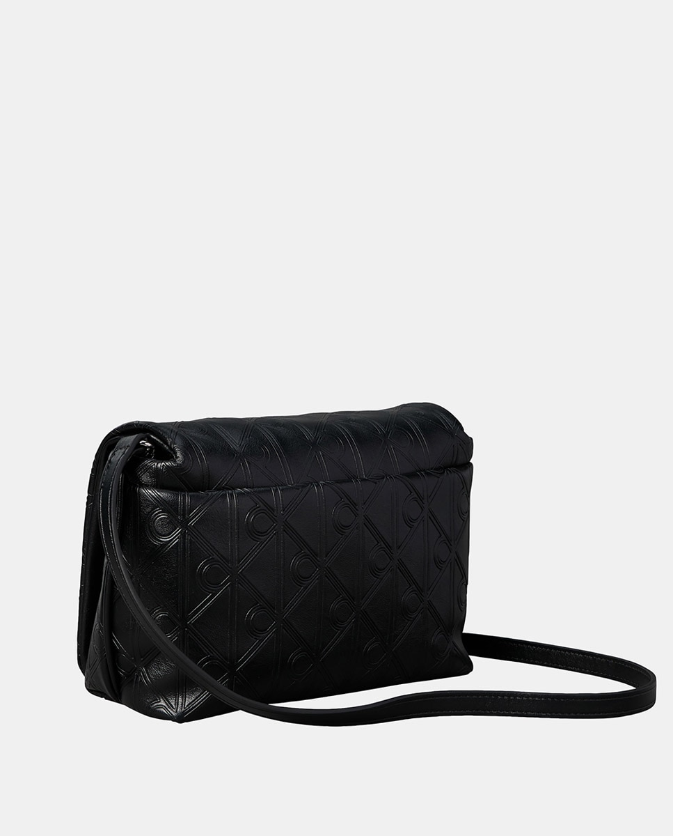 Mala a Tiracolo com Estampado de Monograma Preto-2