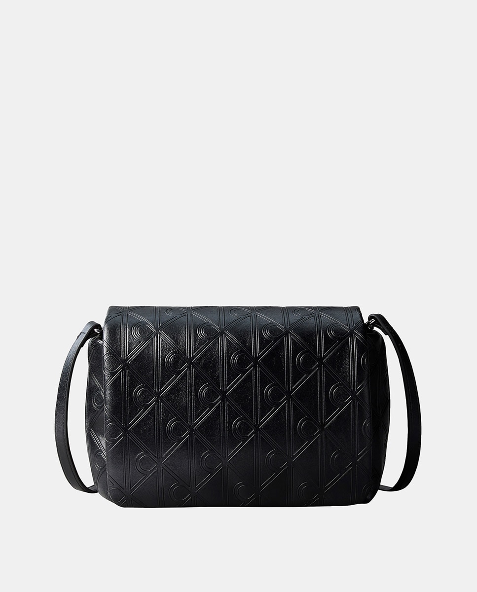 Mala a Tiracolo com Estampado de Monograma Preto-5