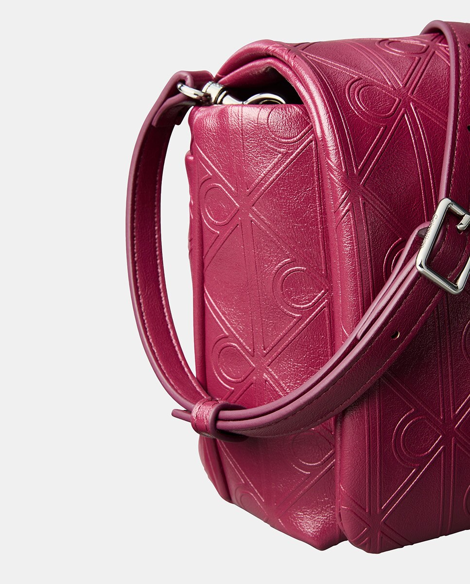 Mala a Tiracolo com Estampado de Monograma Rosa-4