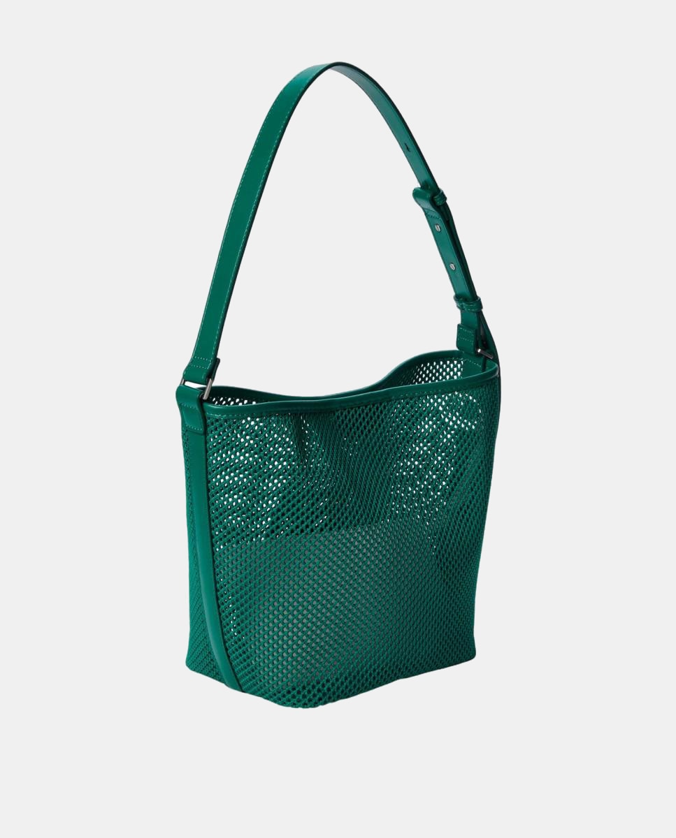 Mala Tipo Bucket de Malha Verde-2