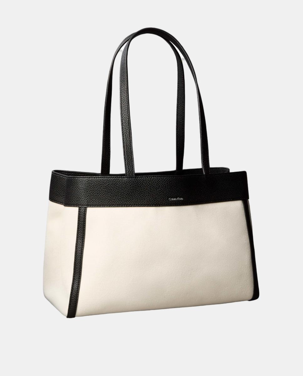 Mala Tipo Tote em Lona Branco-2