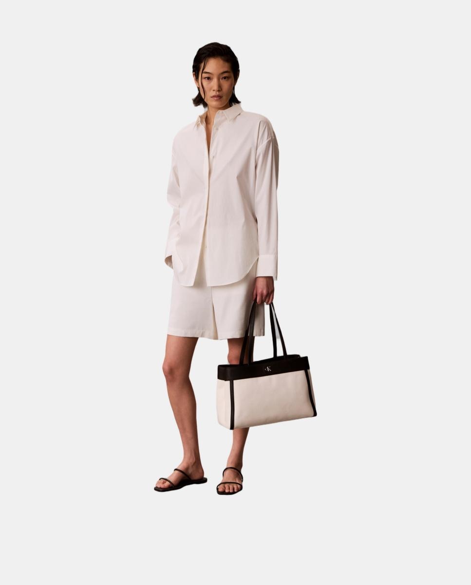 Mala Tipo Tote em Lona Branco-3