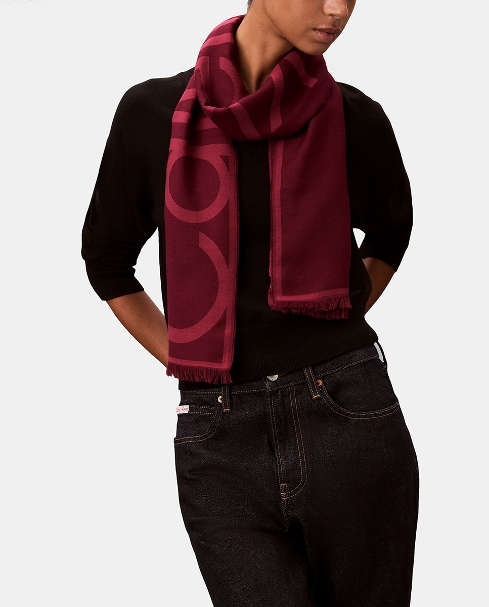 Lenço Retangular Estampado Rosa-3