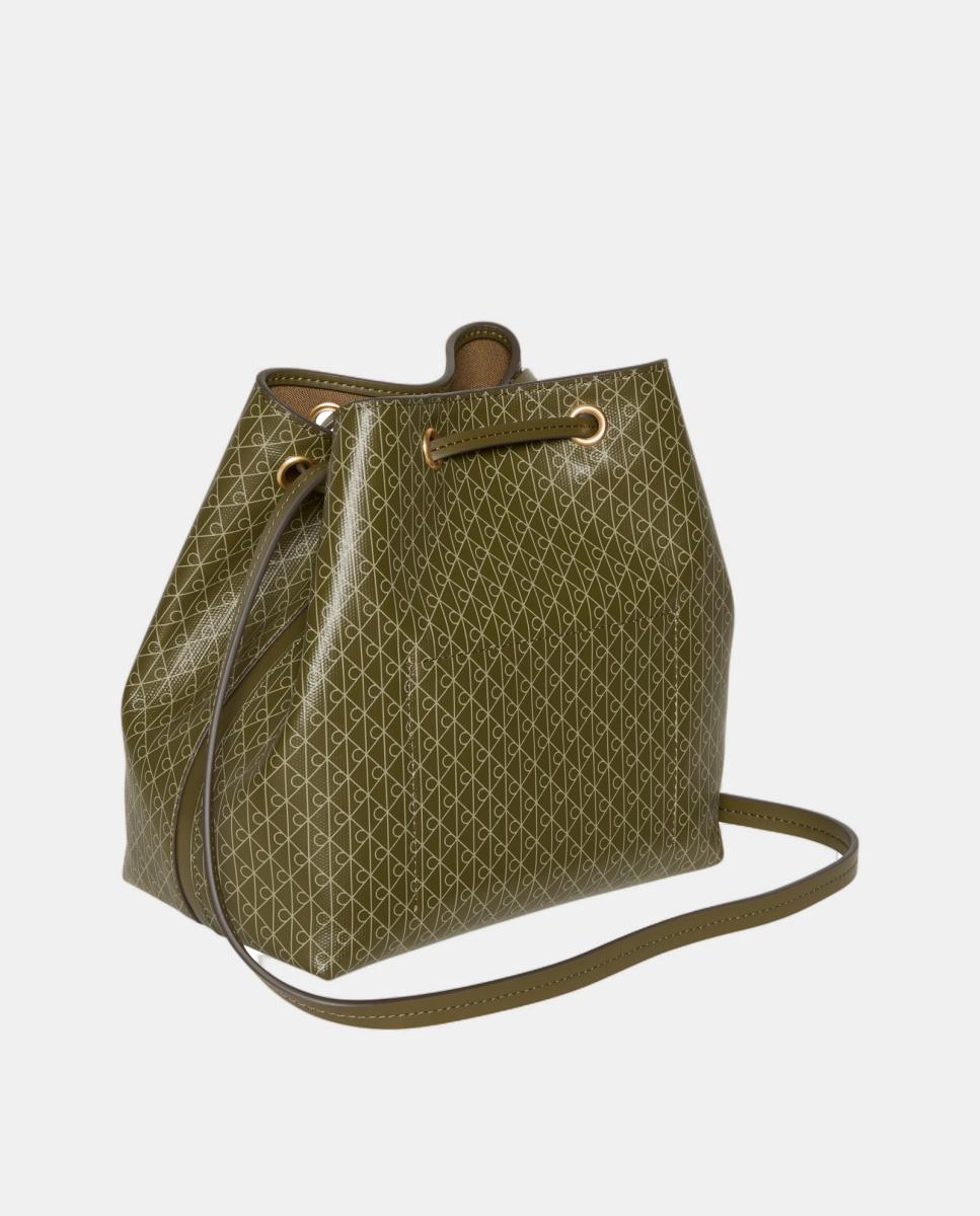 Mala Arredondada com Estampado de Monograma Emblem Verde Azeitona-2