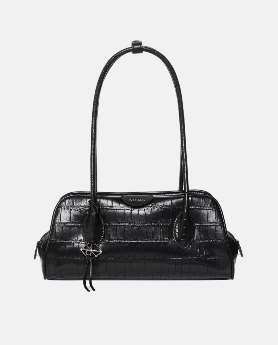 Imagen 0 de Bolso Trio de hombro Calvin Klein con estampado croco Negro