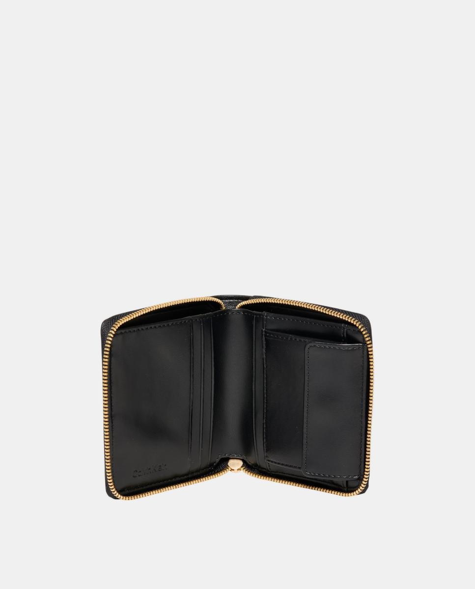 Carteira Porta-Moedas com Logótipo Dourado Preto-2