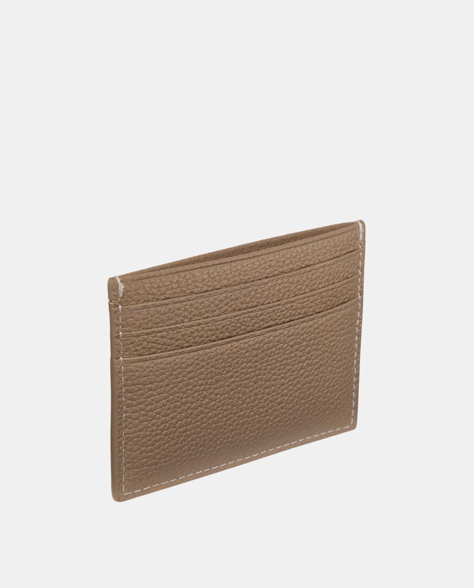 Porta-Cartões Clássico em Pele com Logótipo Taupe-2