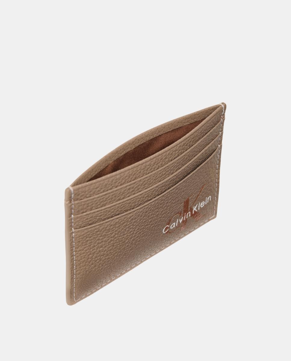 Porta-Cartões Clássico em Pele com Logótipo Taupe-3