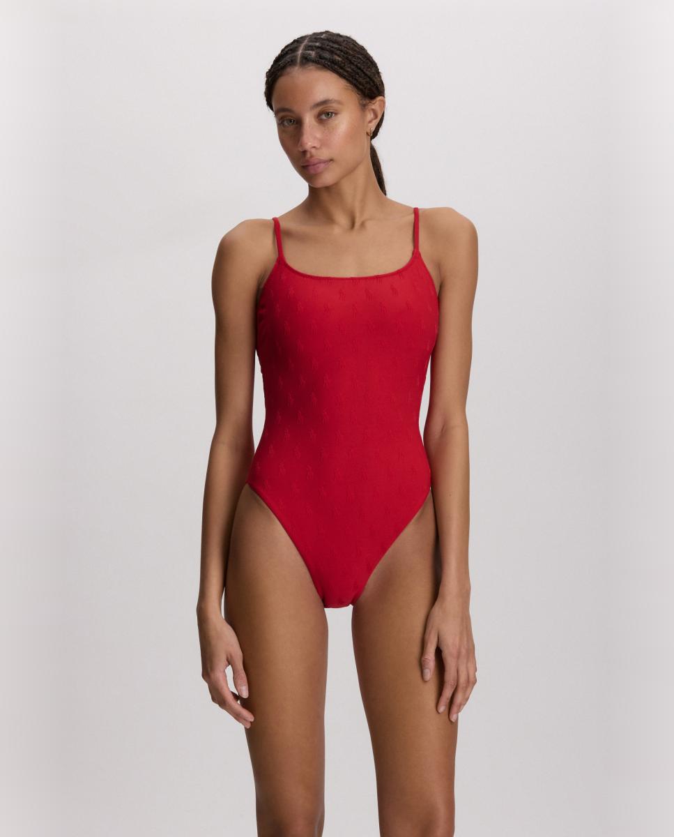 Fato de Banho com Logótipos Vermelho-1