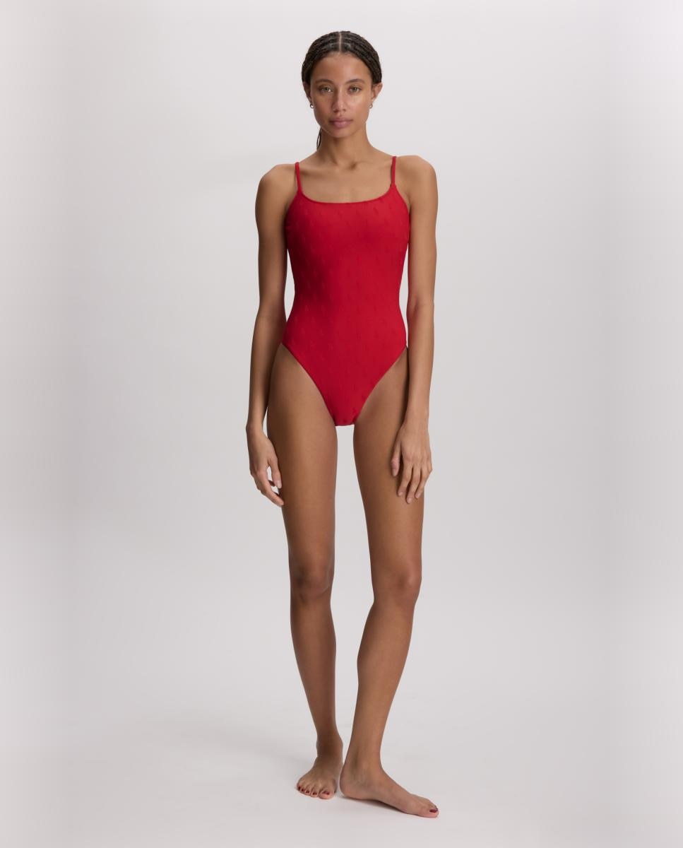 Fato de Banho com Logótipos Vermelho-3