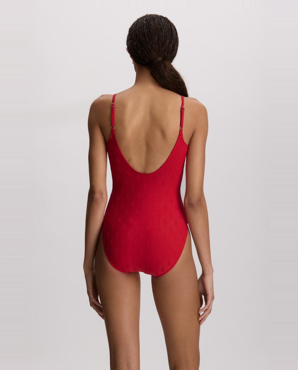 Fato de Banho com Logótipos Vermelho-4