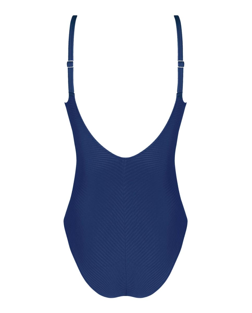 Fato de Banho com Aros Interiores de Copa Grande e Decote de T-shirt Azul-marinho-2