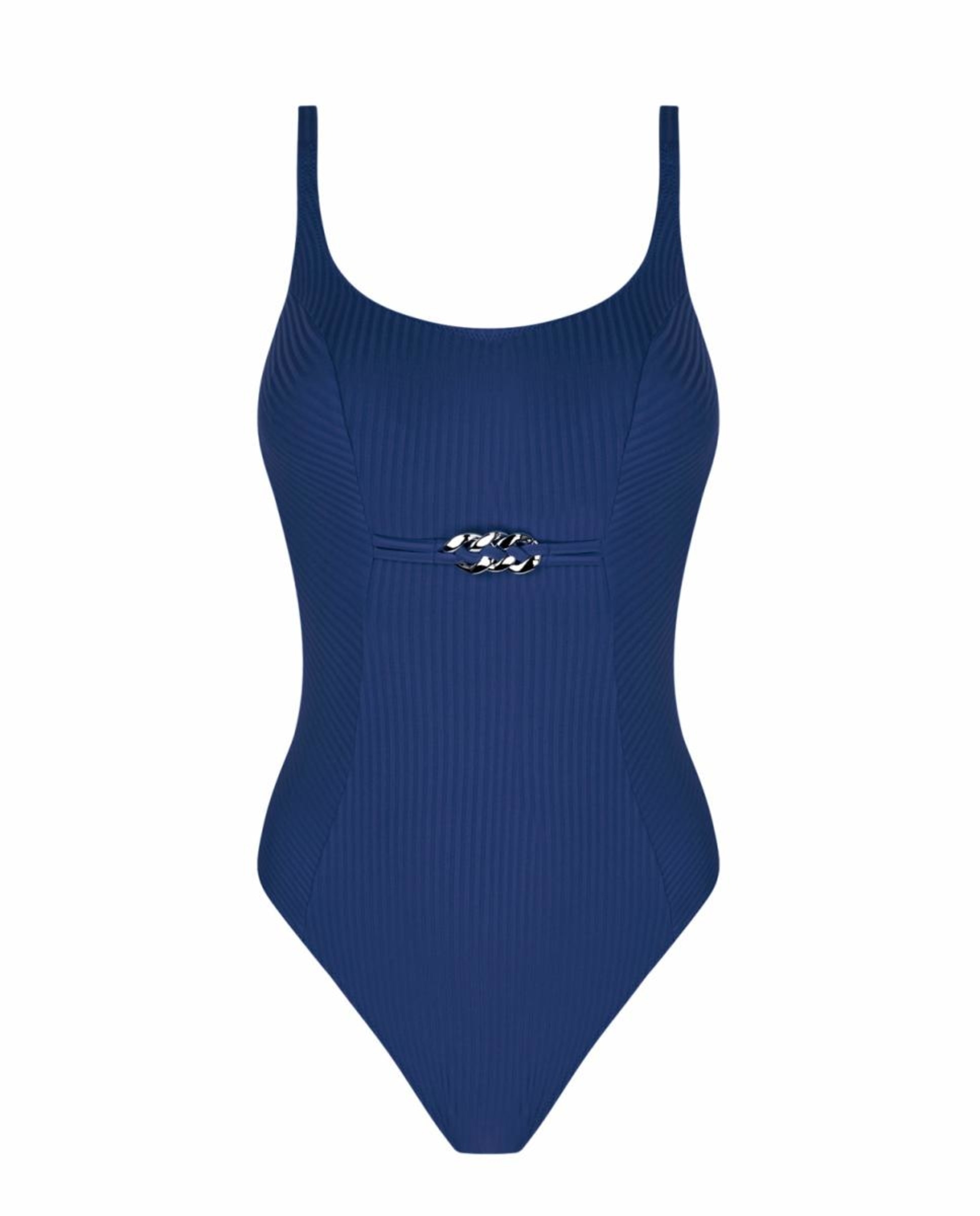 Fato de Banho com Aros Interiores de Copa Grande e Decote de T-shirt Azul-marinho-1