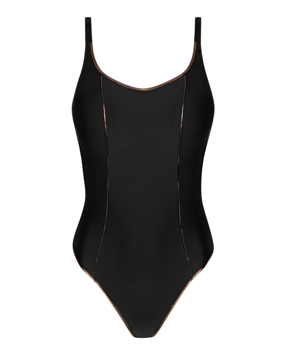 Fato de Banho de Copa Grande com Decote Redondo com Aros para Melhor Suporte e Conforto. Alças Ajustáveis Preto-1