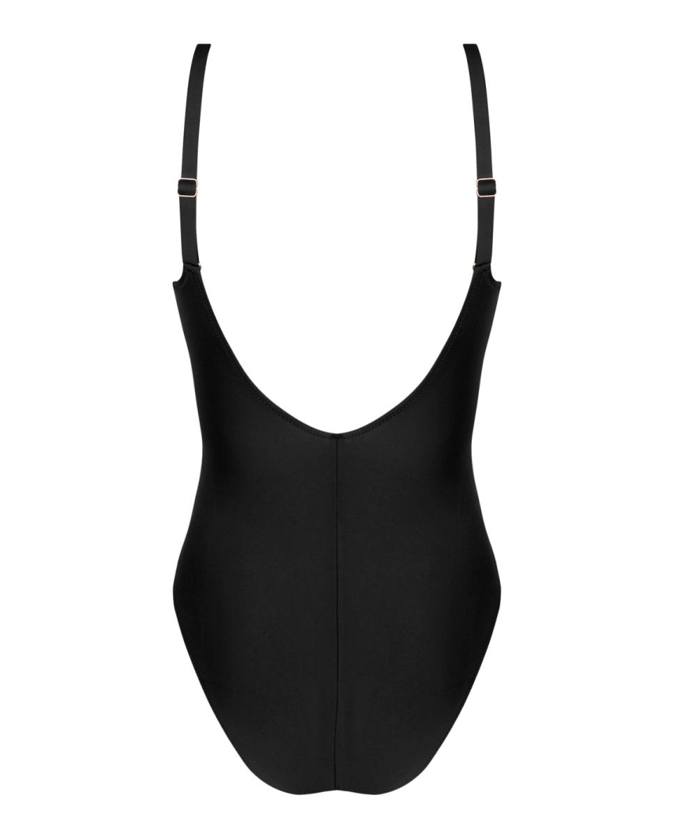 Fato de Banho de Copa Grande com Decote Redondo com Aros para Melhor Suporte e Conforto. Alças Ajustáveis Preto-2