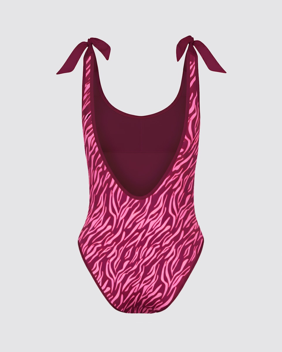 Fato de Banho Clássico com Animal Print de Zebra - Pink Rosa-2