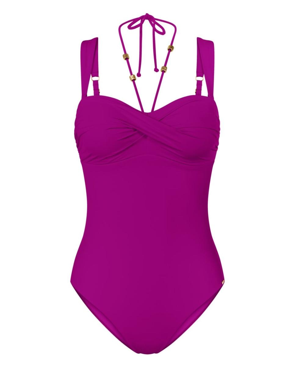 Fato de Banho Bandeau com Copas de Secagem Rápida e sem Aro Rosa-4
