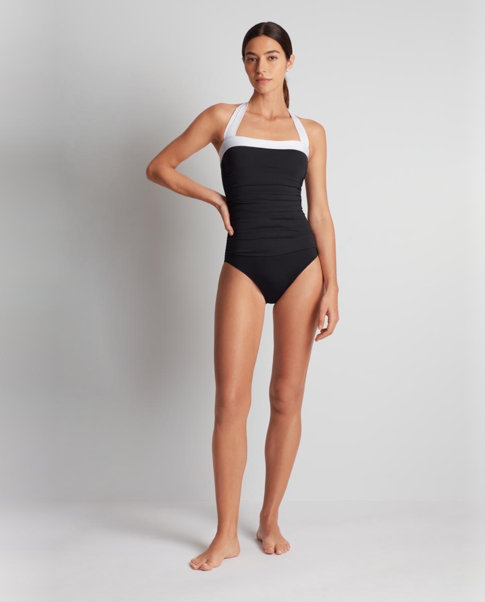 Fato de banho bandeau bicolor Preto-2
