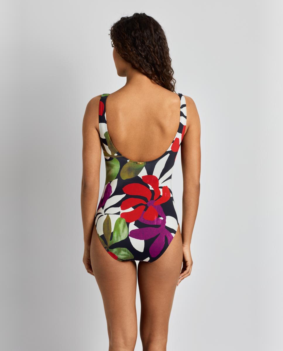 Fato de Banho com Efeito de Controlo Ligeiro e Estampado Floral Multicolor-3