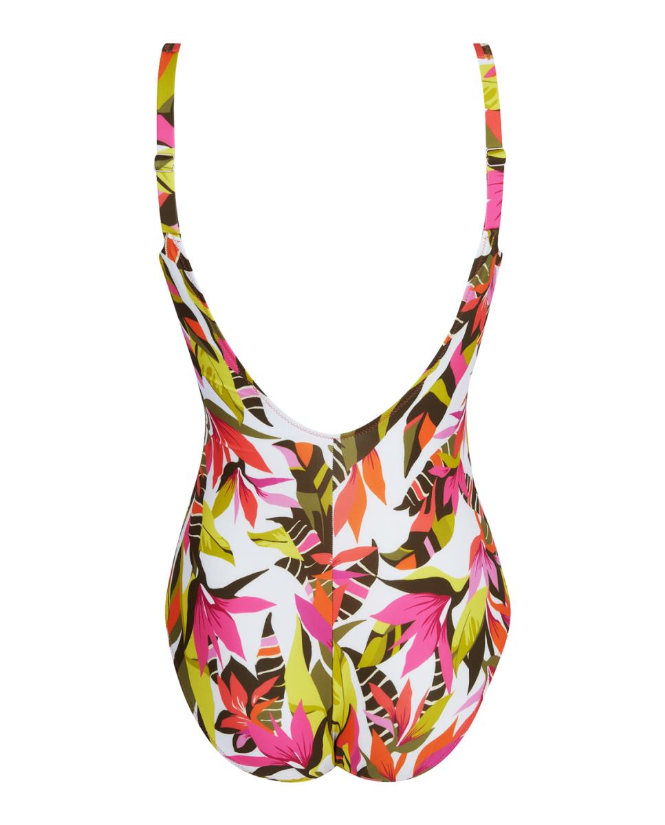 Fato de Banho de Copa Grande com Decote em Bico sem Aros mas com Elásticos no Interior para Melhor Suporte e Conforto. Alças Ajustáveis Rosa-2
