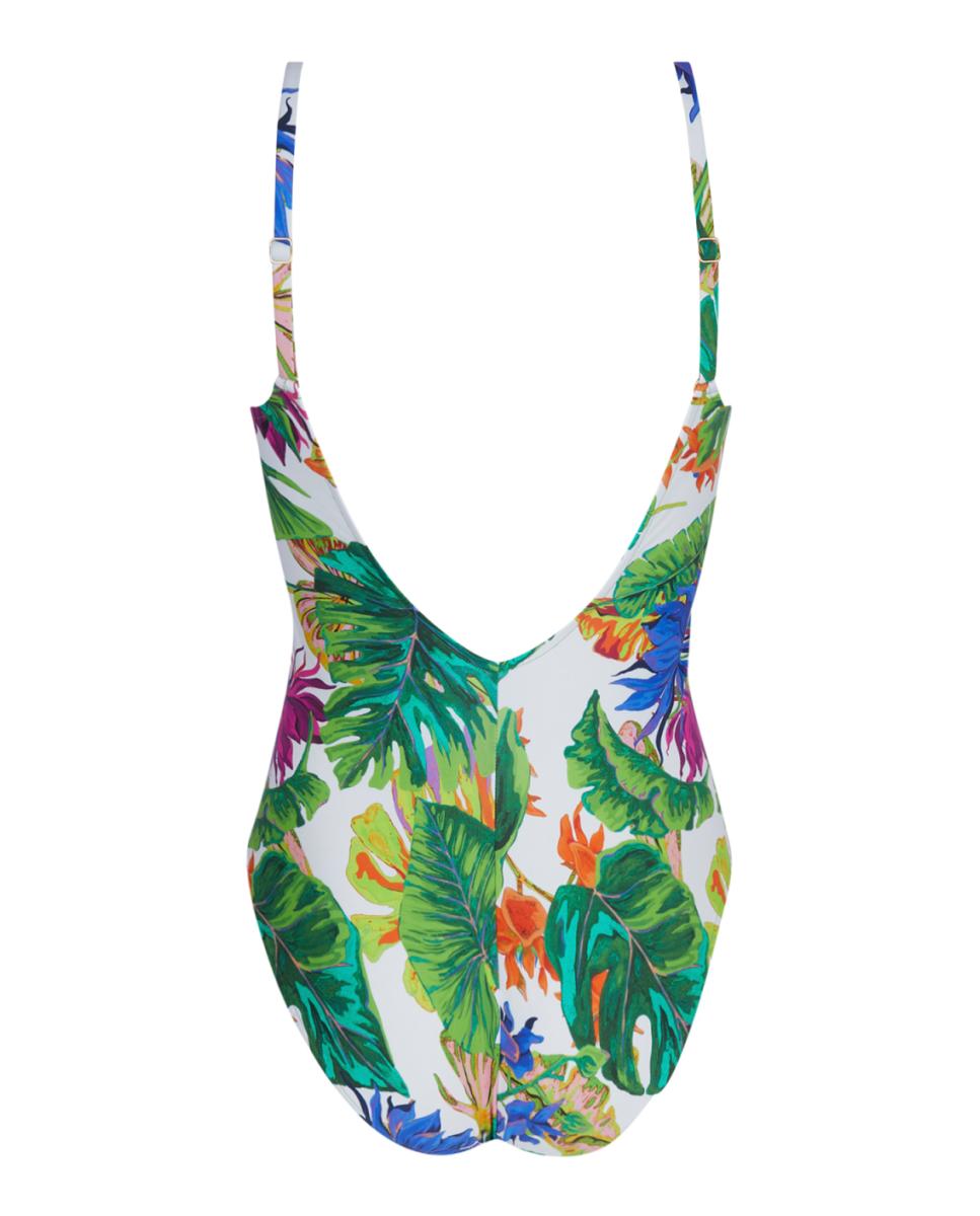 Fato de Banho Modelador de Copa Grande sem Aros, Forrado e com Alças Ajustáveis. Decote em Bico Multicolor-2