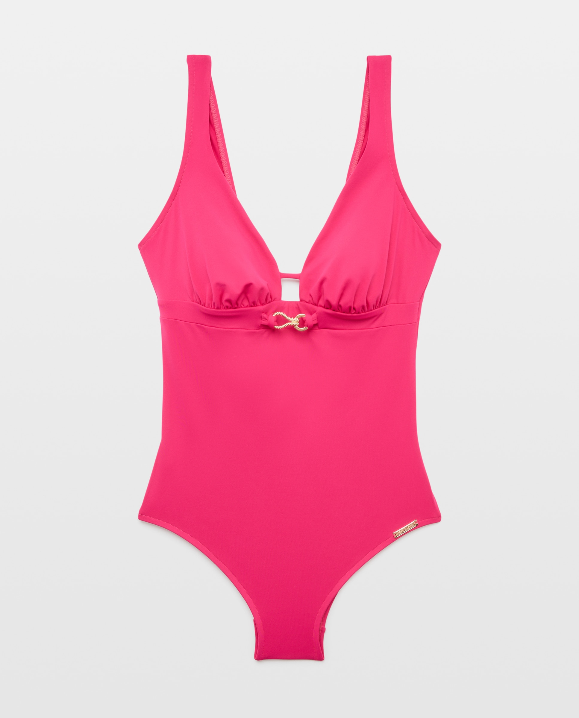 Fato de Banho Modelador de Copa Grande sem Aros, Forrado e com Alças Ajustáveis. Decote em Bico Rosa-4
