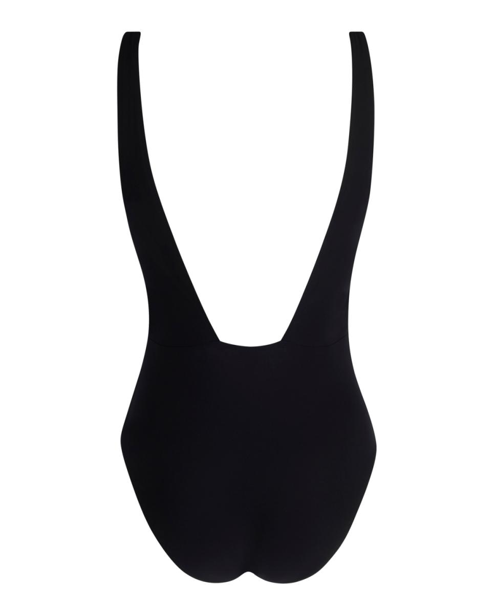 Fato de Banho Modelador de Copa Grande sem Aros, Forrado e com Alças Ajustáveis. Decote em Bico Preto-2