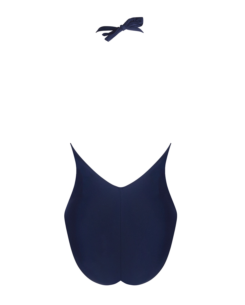 Fato de Banho Modelador sem Aros, Forrado e com Alças Ajustáveis. Decote em Bico Azul-marinho-2