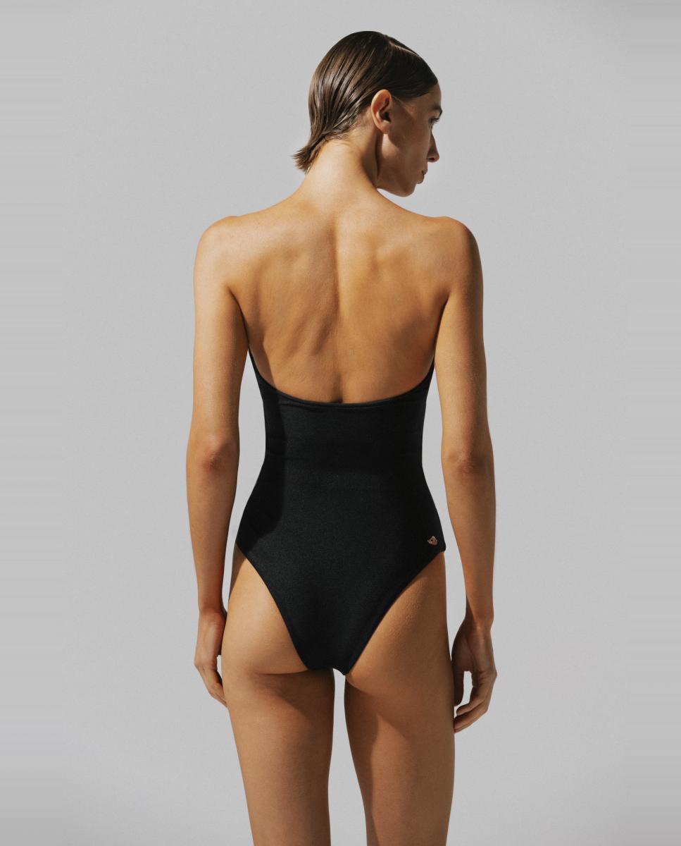 Triquíni Bandeau com Conchas Preto-2