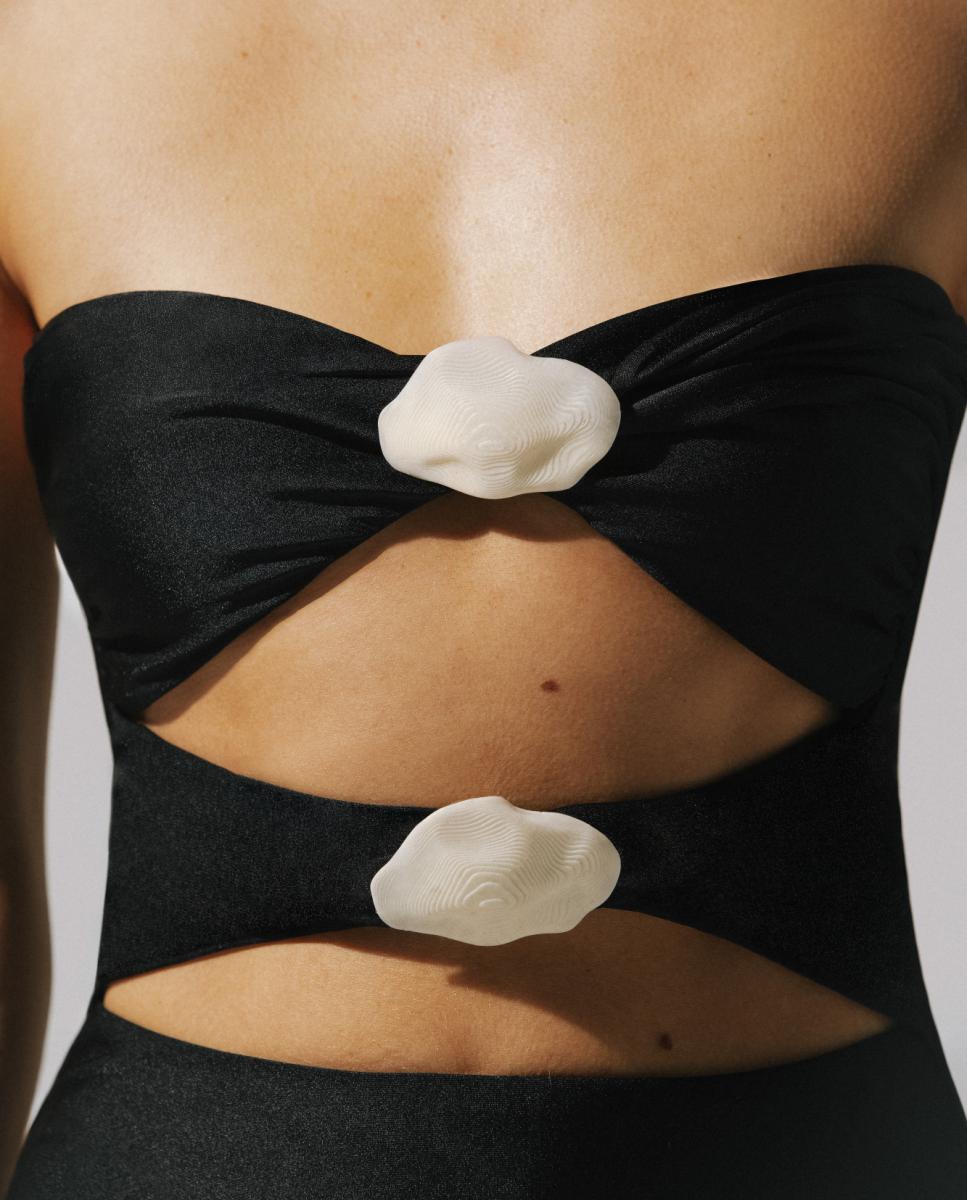 Triquíni Bandeau com Conchas Preto-3