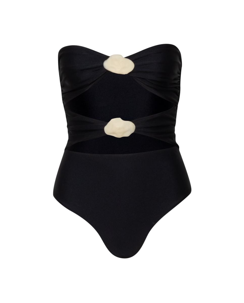 Triquíni Bandeau com Conchas Preto-4