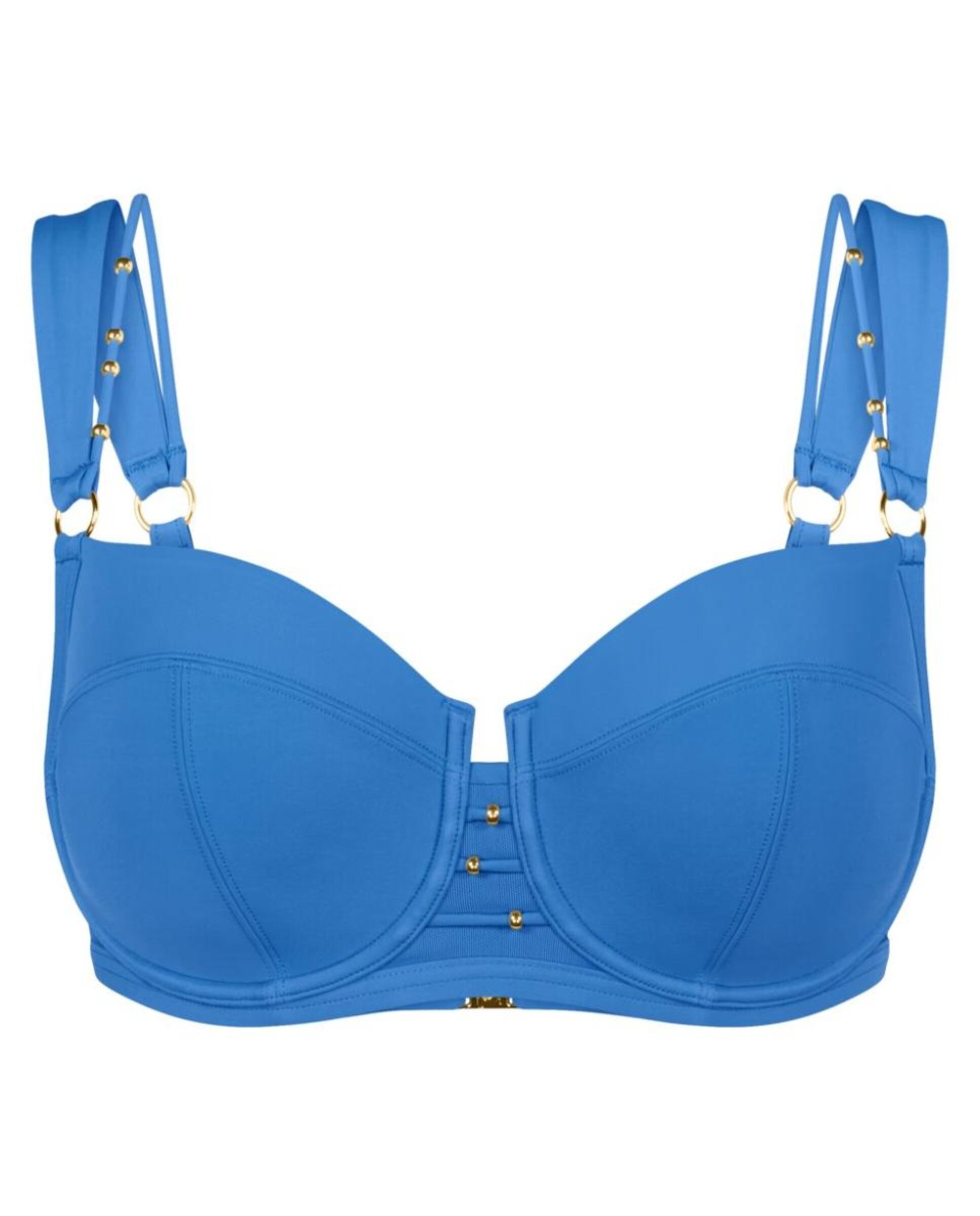 Top de Biquíni com Aro, Alças Ajustáveis e Malha Central Azul-4