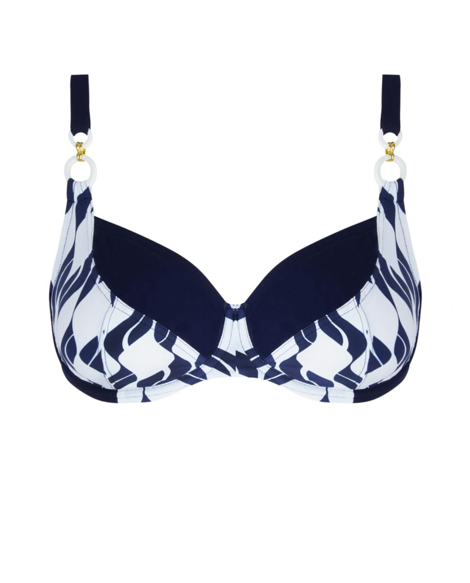 Top de Biquíni ou Soutien de Biquíni de Copa Grande com Suporte Lateral Perfeito, Aros e Reforço Interno. Alças Ajustáveis e Amovíveis Azul-marinho-1