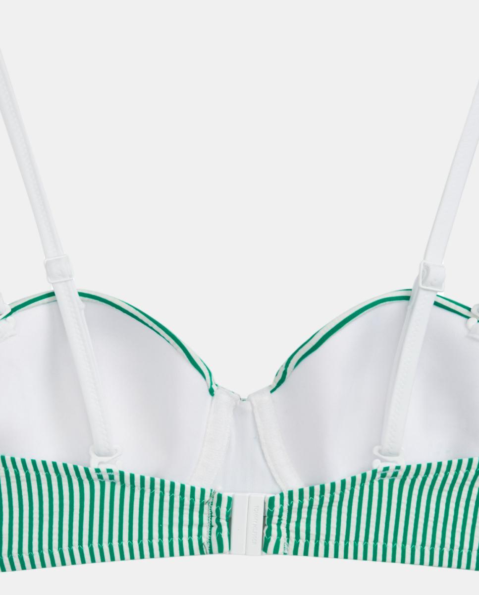 Top de Biquíni Tipo Balconette com Aros e Estampado às Riscas Verde-5