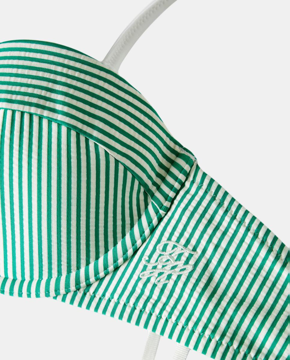 Top de Biquíni Tipo Balconette com Aros e Estampado às Riscas Verde-6