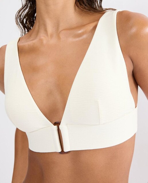 Top de bikini triangular con escote profundo sin aro y copa de secado rápido
