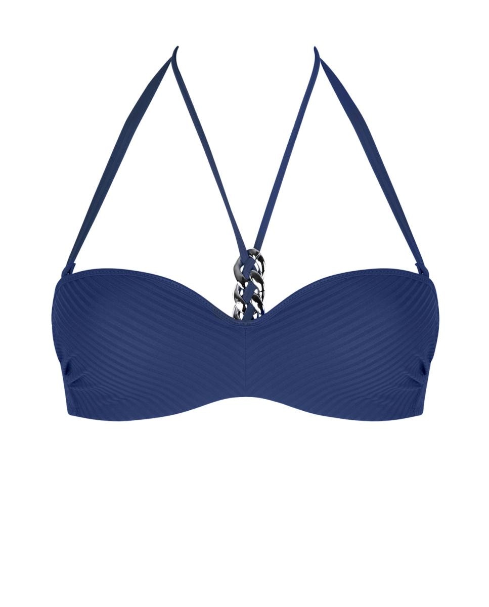 Top de Biquíni Tipo Bandeau sem Alças ou com Alças Amovíveis Azul-marinho-1