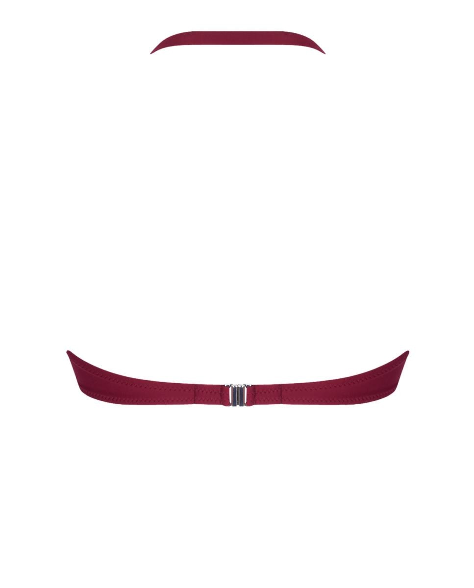 Top de biquíni bandeau liso Bordeaux-2
