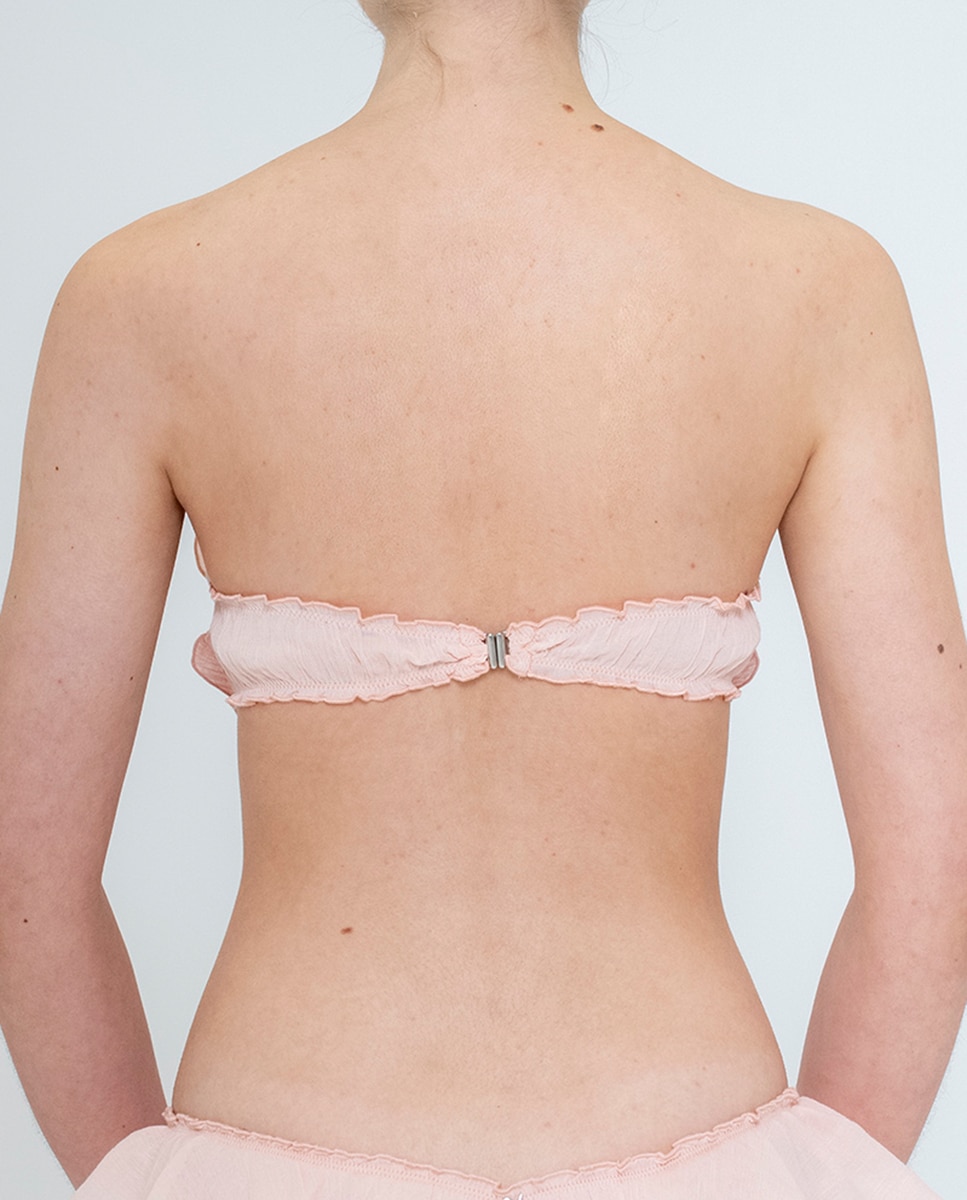 Soutien Bandeau com Folhos Ondulados Bicolor - Rosa Rosa-2