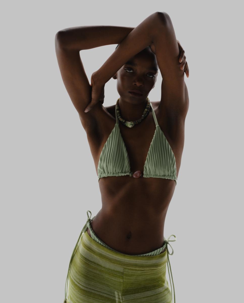Sujetador de bikini cortina - Baobab - Coral Verde claro-6
