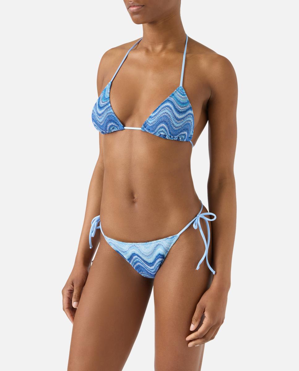 Top de Biquíni com Ondas - Azul Azul-2
