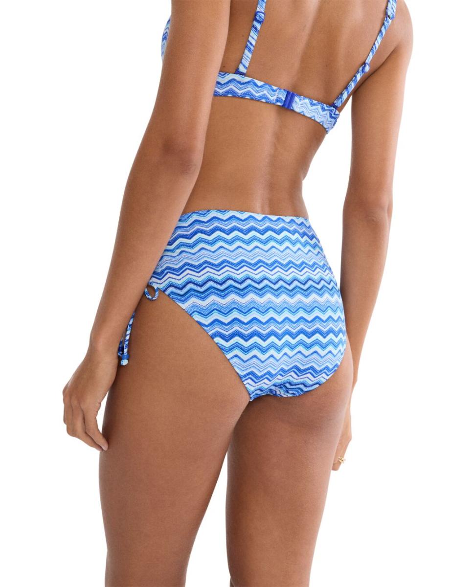 Cueca de Biquíni de Cobertura Média com Lados Ajustáveis Azul-2