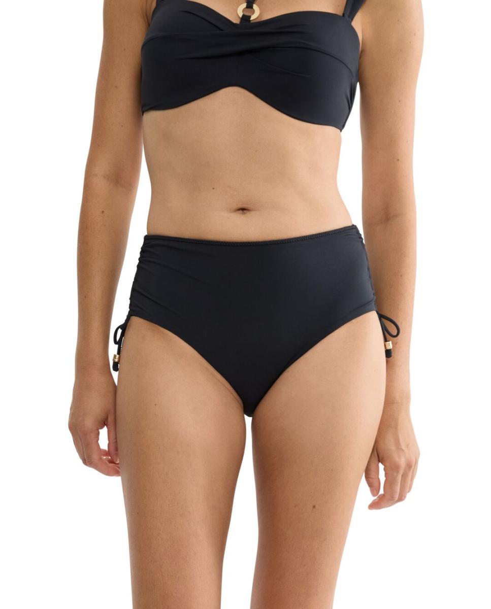 Cueca de Biquíni de Cobertura Alta com Ajuste Lateral Preto-1