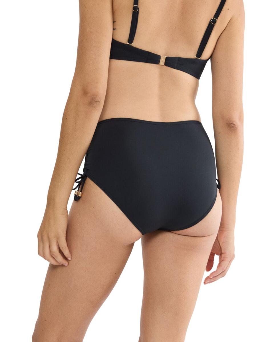 Cueca de Biquíni de Cobertura Alta com Ajuste Lateral Preto-2