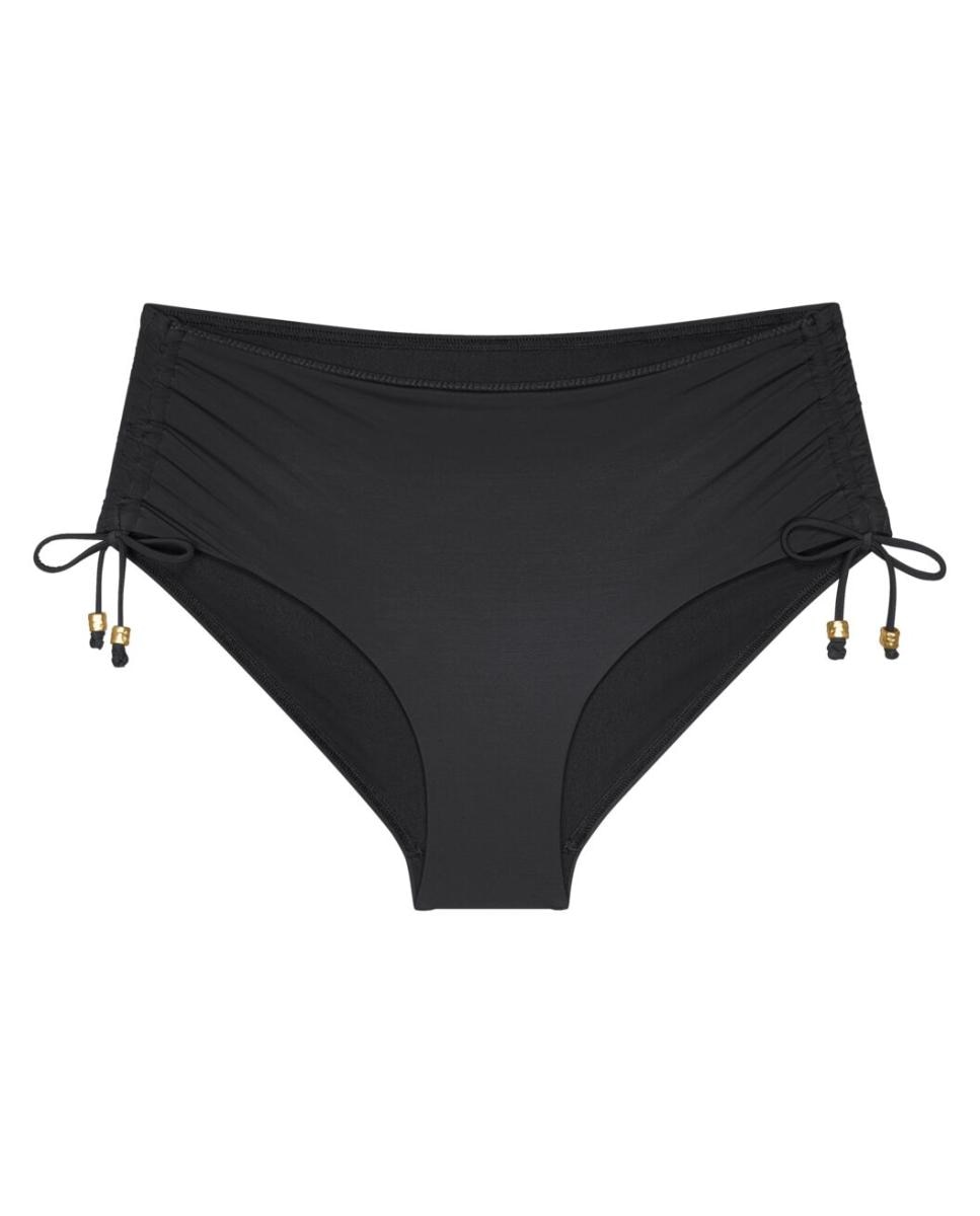 Cueca de Biquíni de Cobertura Alta com Ajuste Lateral Preto-4
