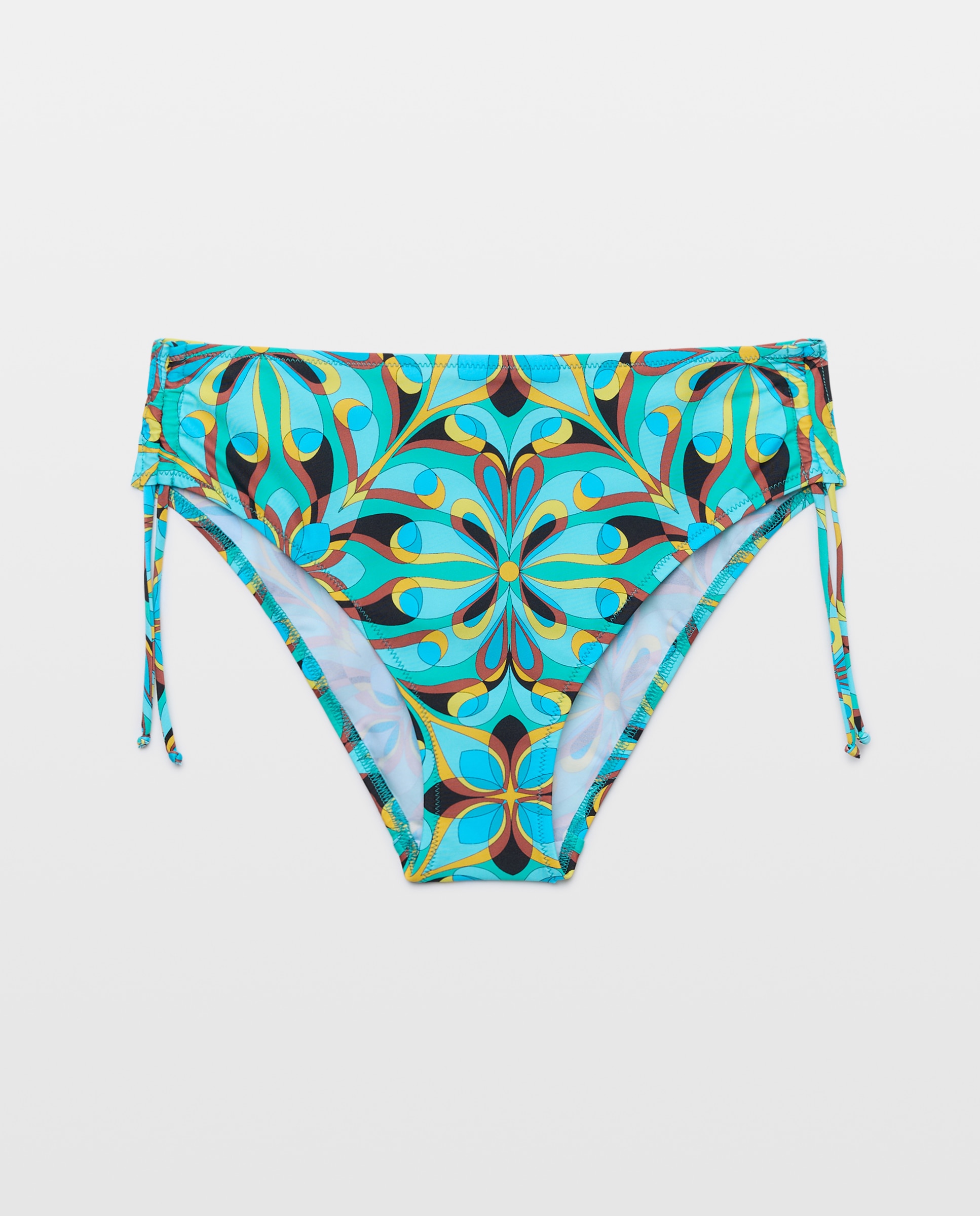 Cueca de Biquíni de Cintura Subida com Regulador Ajustável para Cinturas Normais e Grandes Azul-4