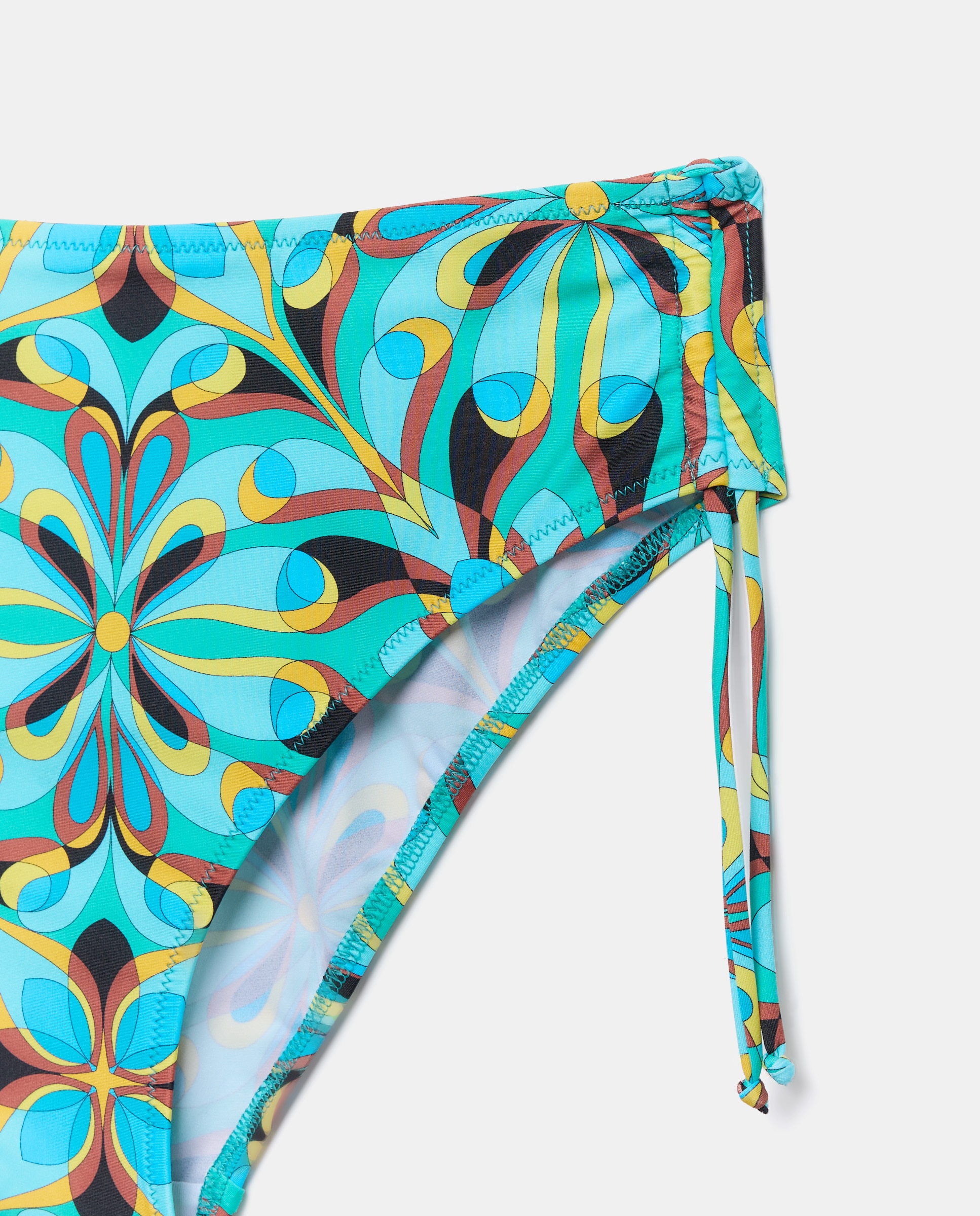 Cueca de Biquíni de Cintura Subida com Regulador Ajustável para Cinturas Normais e Grandes Azul-5