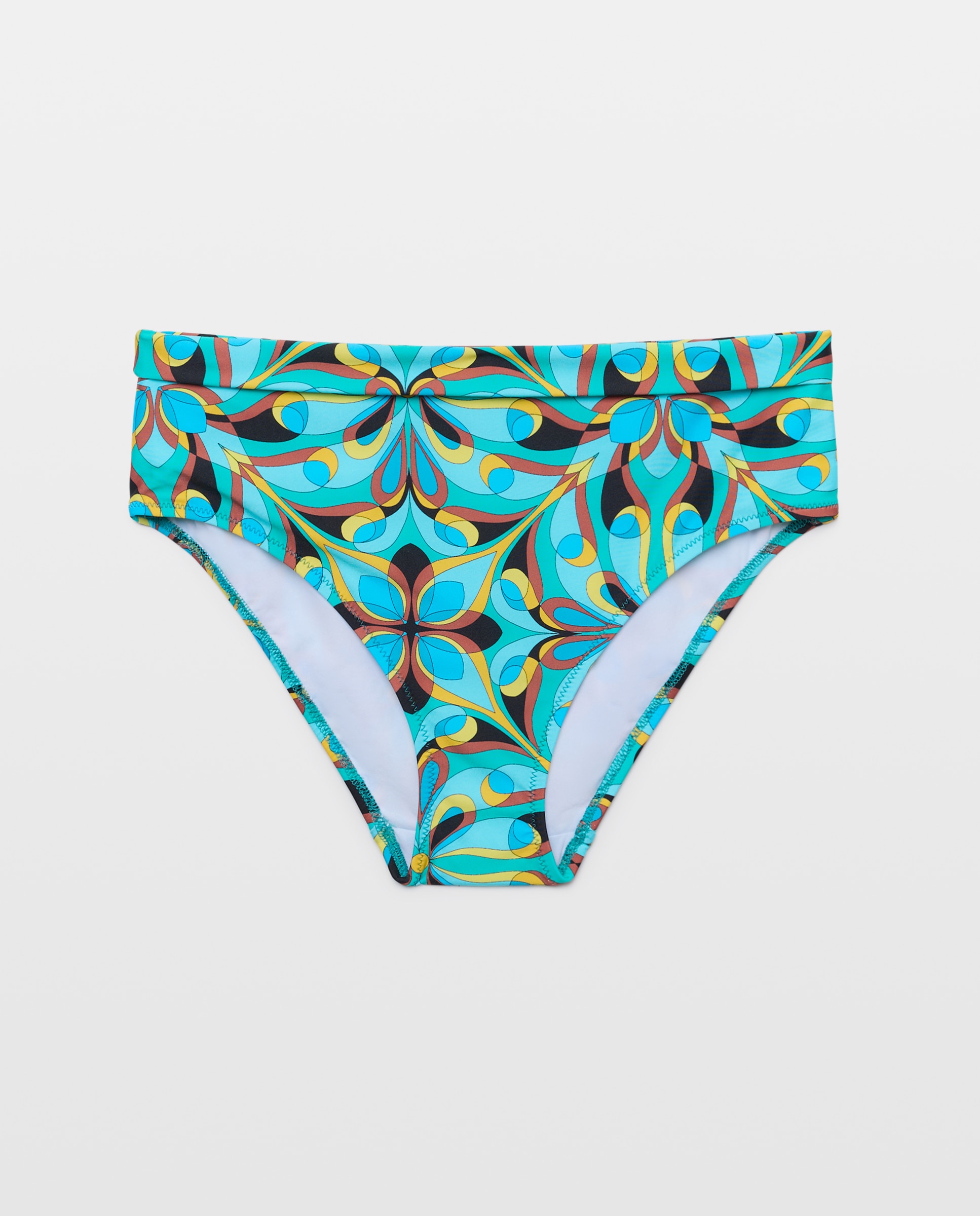 Cueca de Biquíni de Cintura Subida que se Pode Baixar e Ficar Normal, Forrada por Dentro Azul-4